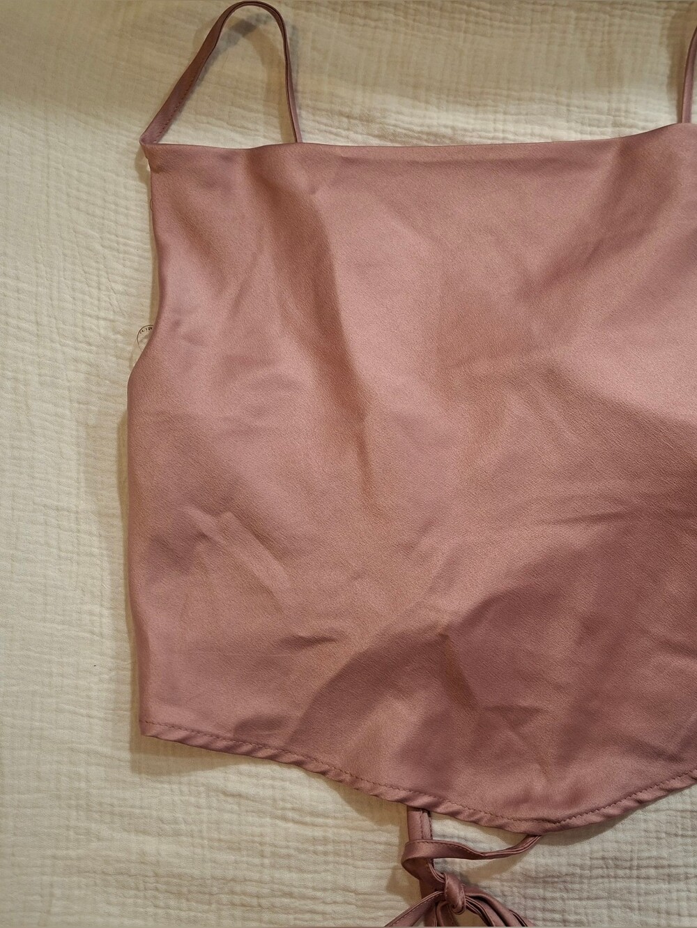 Satin Mauve Crop Cami Top
